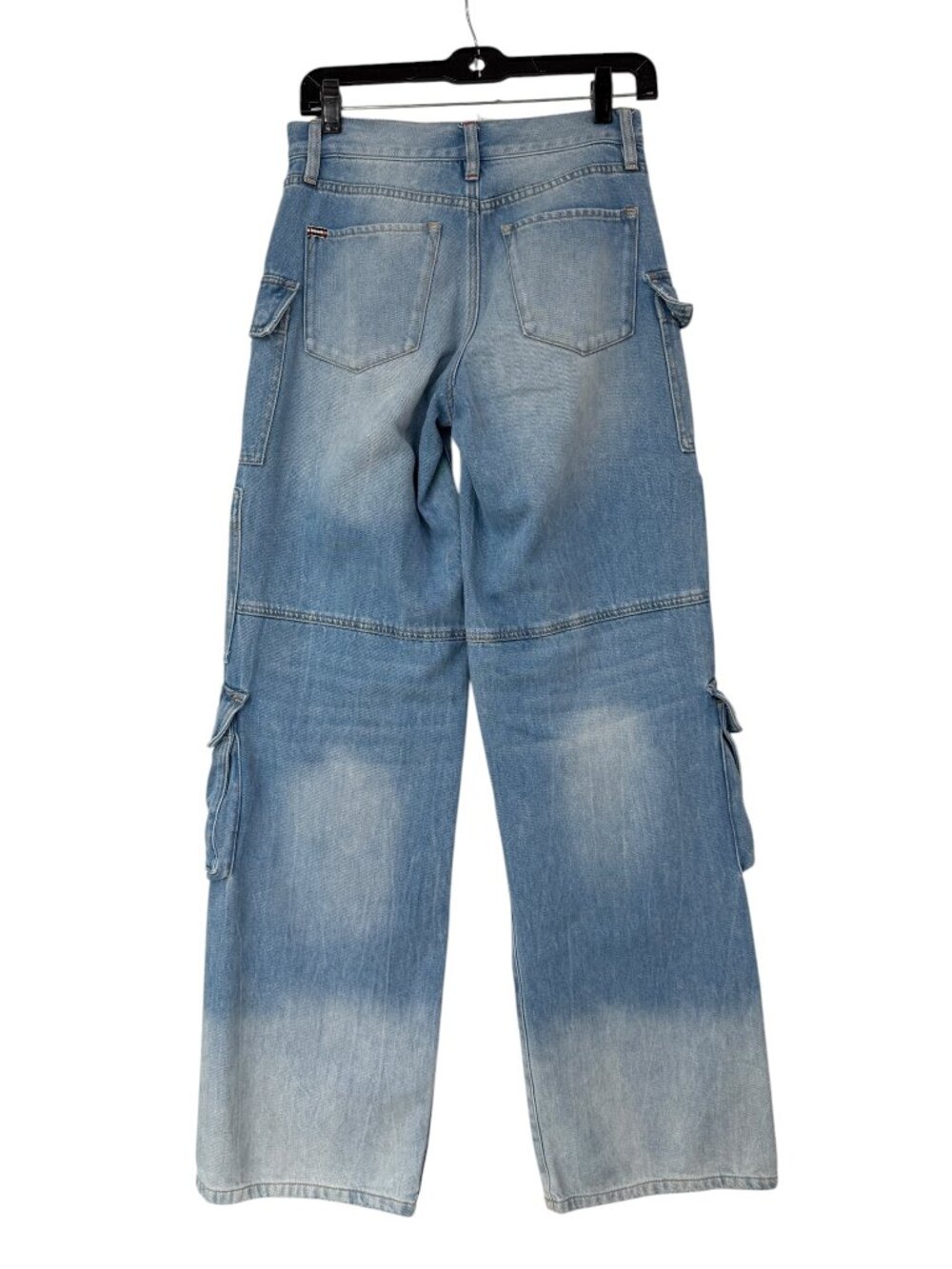 $395 Alice + Olivia Brea Blue Cay Cargo Denim High Rise Jeans size 25/28.5" - Picture 6 of 9